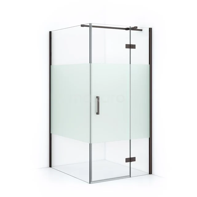 Diamond Shower enclosure | 120x90 cm Black metal Clear with matt strip Pivot door Rectangle CDB224512313ZM Corner shower cabin made of glass with frosted and transparent design, black metal frame and stylish Handle, ideal for modern bathrooms.
