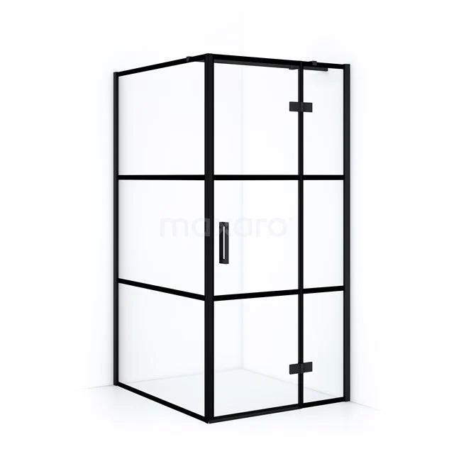 Diamond Shower enclosure | 110x90 cm Matte black Clear with 4 black stripes Pivot door Rectangle CDB223611318MB