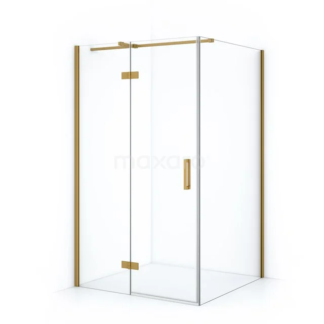 Diamond Duschkabine | 110x110 cm Gold Drehtür Quadrat CDB216511310GGN Glas Duschkabine mit goldfarbenen Akzenten, modernes Eckdesign, ideal als luxuriöse Ergänzung in einem stilvollen Badezimmer.