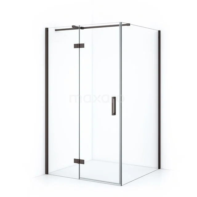 Diamond Shower enclosure | 120x120 cm Black metal Clear glass Pivot door Square CDB216612310ZM Corner shower with clear glass, matte black aluminium profiles, modern style for a stylish bathroom environment.