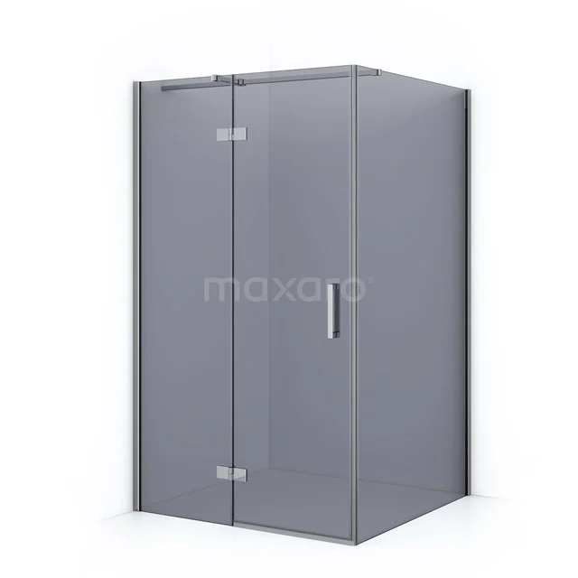 Diamond Shower cabin | 110x80 cm Chrome Smoke glass Pivot door Rectangle CDB216508311C Grey corner shower cabin with glass door, sleek aluminium details, ideal for a modern bathroom.