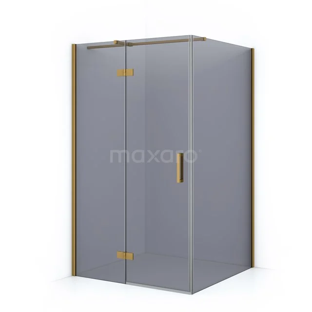 Diamond Duschkabine | 120x100 cm Gold Drehtür Rechteck CDB216610311GGN Graue Glas-Duschkabine mit goldfarbenen Akzenten, Eckmodell; stilvolles Badezimmerdesign.