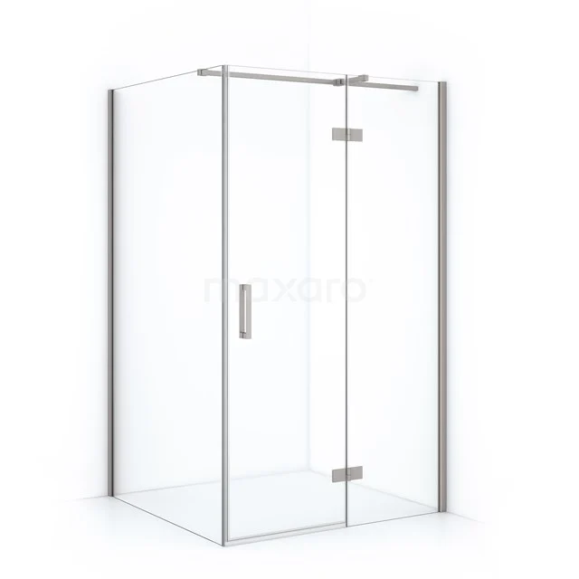 Diamond Shower cabin | 120x90 cm Stainless steel Clear glass Pivot door Rectangle CDB226609310BR Shower enclosure with silver profiles, sleek design, ideal for modern bathrooms.