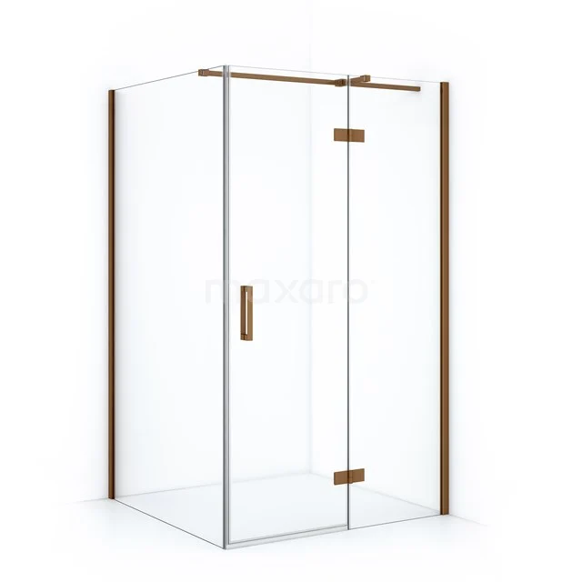 Diamond Shower cabin | 110x110 cm Copper Clear glass Pivot door Square CDB226511310KP Glass shower enclosure with gold details, corner model, modern design; perfect for a stylish bathroom interior.