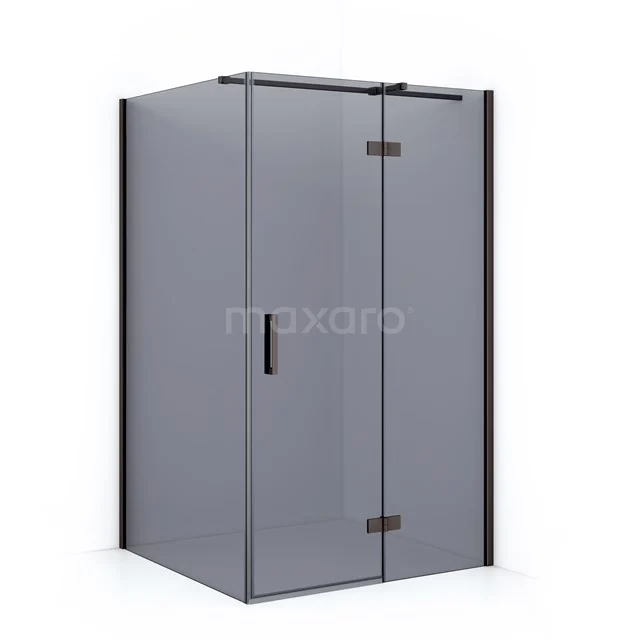 Diamond Shower cabin | 110x80 cm Black metal Smoke glass Pivot door Rectangle CDB226508311ZMN Modern square shower enclosure with matte black details and frosted glass, ideal for stylish bathroom design.