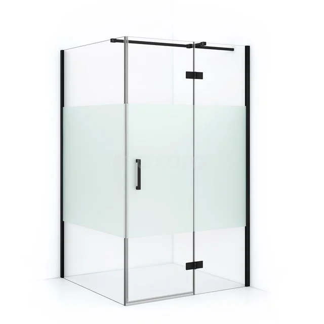 Diamond Shower enclosure | 120x110 cm Matte black Clear with matt strip Pivot door Rectangle CDB226611313MB
