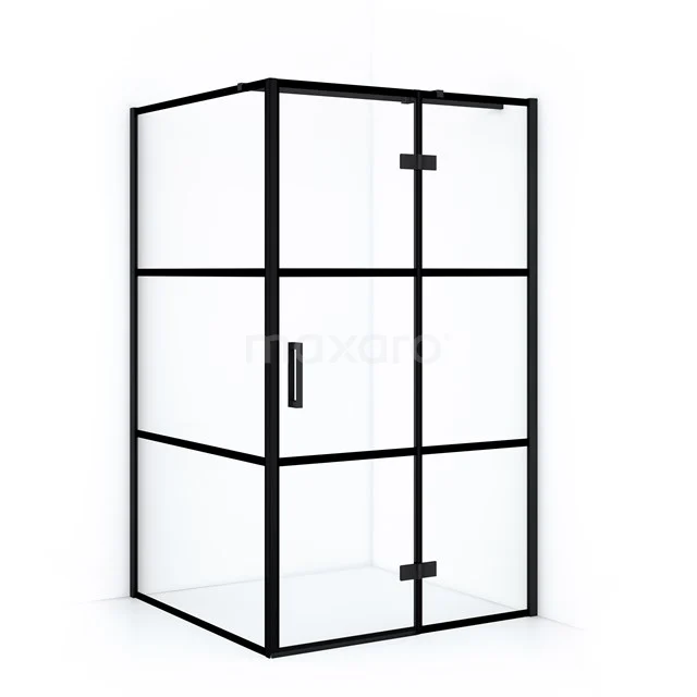 Diamond Shower enclosure | 120x90 cm Matte black Clear with 4 black stripes Pivot door Rectangle CDB226609318MB
