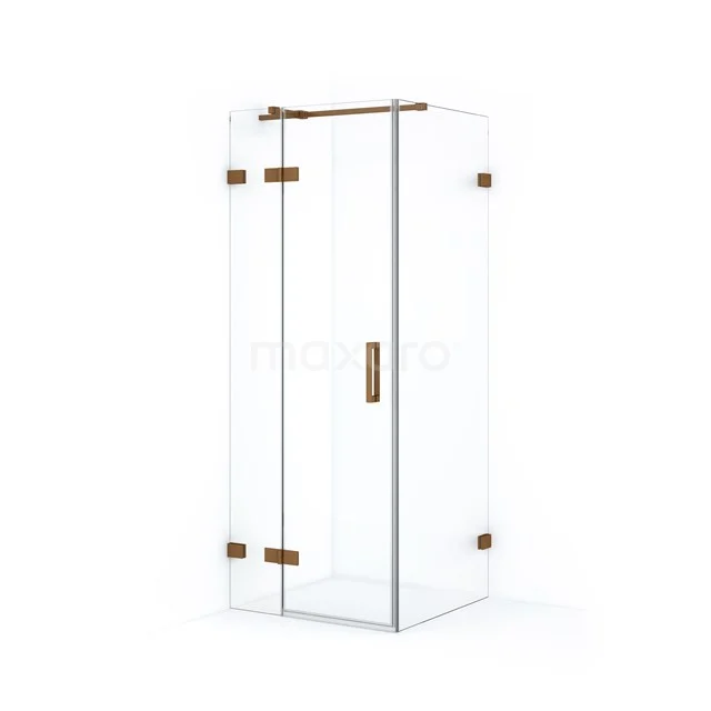 Glas Duschkabine mit Gold Akzenten, luxuriöses Design, ideal für ein modernes Badezimmer.