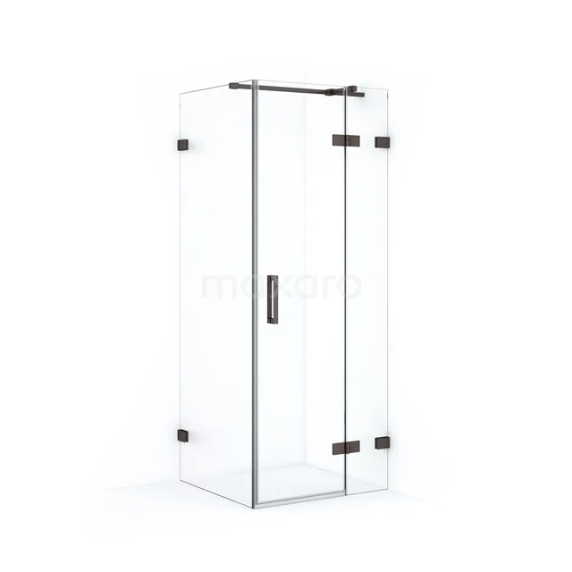 Diamond Shower enclosure | 80x80 cm Black metal Clear glass Pivot door Square CDB223508320ZM