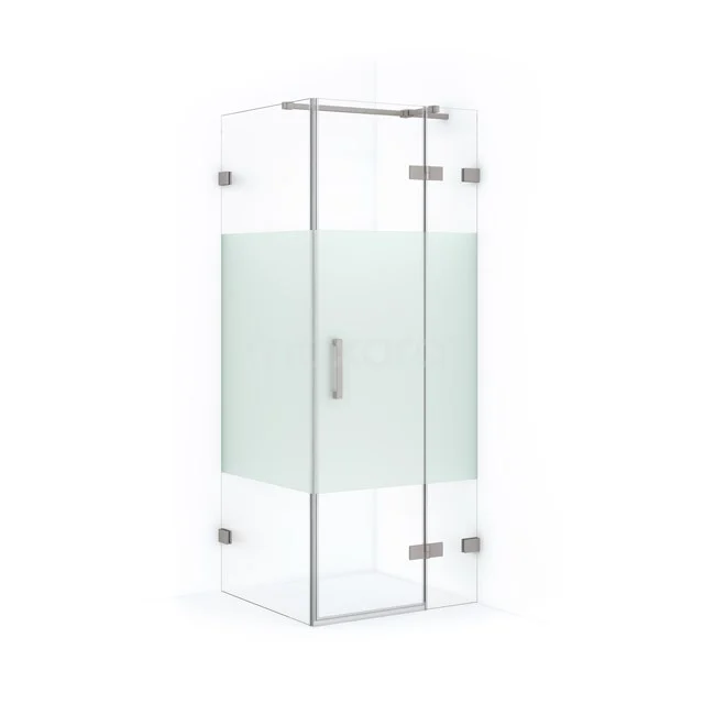 Diamond Shower enclosure | 80x80 cm Stainless steel Clear with matt strip Pivot door Square CDB223508323BR