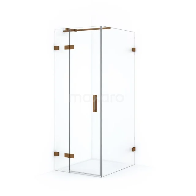 Diamond Shower cabin | 100x80 cm Copper Clear glass Pivot door Rectangle CDB213510320KP Glass shower enclosure with rectangular design, bronze-coloured accents and minimalist design for a stylish bathroom.