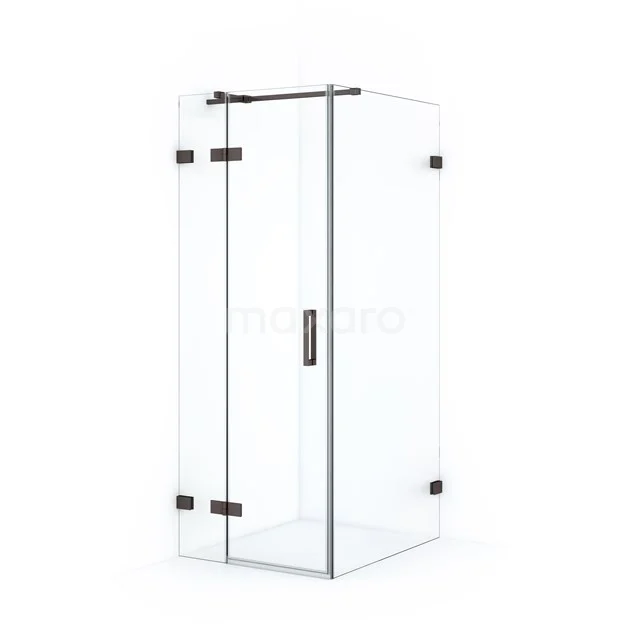 Diamond Shower enclosure | 90x80 cm Black metal Clear glass Pivot door Rectangle CDB213509320ZM