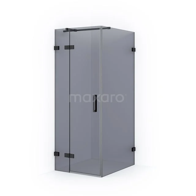 Diamond Shower enclosure | 90x80 cm Black chrome Smoke glass Pivot door Rectangle CDB213509321BC
