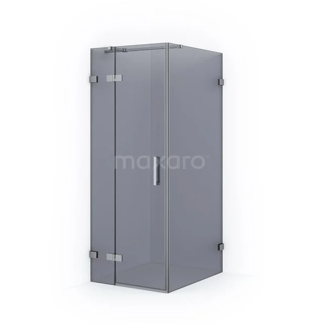Grey glass Shower enclosure with corner design, Stainless steel hinges and modern look, perfect for a stylish bathroom.