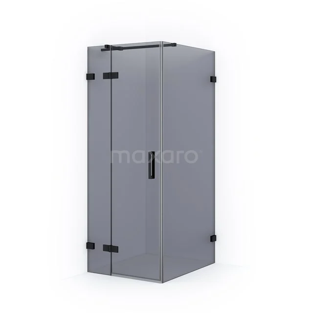 Diamond Shower enclosure | 90x80 cm Matte black Smoke glass Pivot door Rectangle CDB213509321MB