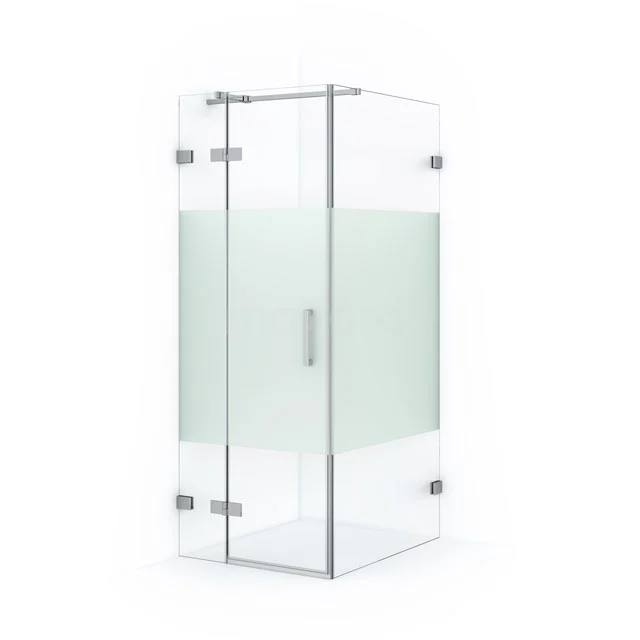 Diamond Shower enclosure | 90x80 cm Chrome Clear with matt strip Pivot door Rectangle CDB213509323C