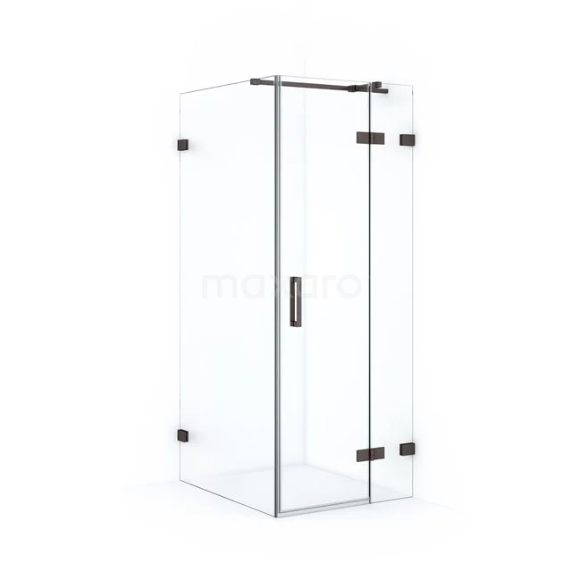 Diamond Shower cabin | 100x80 cm Black metal Clear glass Pivot door Rectangle CDB223510320ZM Glass shower enclosure with corner design, transparent safety glass and black metal hinges, ideal for modern bathrooms.