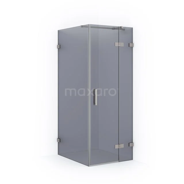 Diamond Shower cabin | 90x80 cm Stainless steel Smoke glass Pivot door Rectangle CDB223509321BR Modern matt grey shower enclosure with glass panels and metal hinges; sleek design for stylish bathrooms.