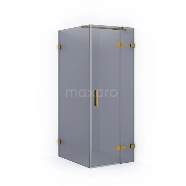 Diamond Shower cabin | 100x80 cm Gold Smoke glass Pivot door Rectangle CDB223510321GG Grey shower enclosure with gold details, modern design and glass panels, perfect as a stylish bathroom solution.