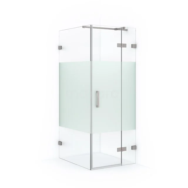 Glas Duschkabine mit matter Streifen, Eckmodell, 90x90 cm, klares gehärtetes Glas, ideal für moderne Bäder.