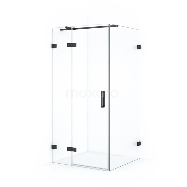 Diamond Shower enclosure | 90x70 cm Black chrome Clear glass Pivot door Rectangle CDB214507320BC Glass shower enclosure with black metal accents, sleek design, perfect for a modern bathroom.