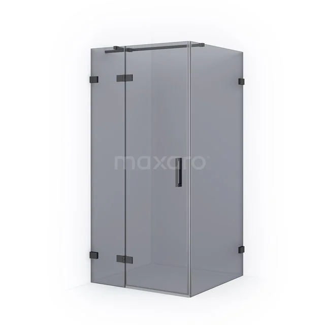 Diamond Duschkabine | 100x90 cm Schwarzchrom Drehtür Rechteck CDB213610321BC Graue Glas-Duschkabine mit schwarzen Akzenten, moderne Ausführung, ideal für stilvolle Badezimmergestaltung.