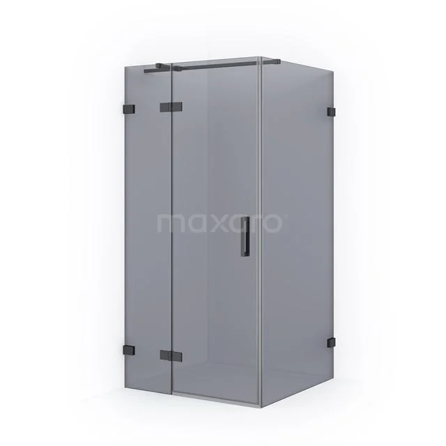 Graue Glas-Duschkabine mit schwarzen Akzenten, moderne Ausführung, ideal für stilvolle Badezimmergestaltung.