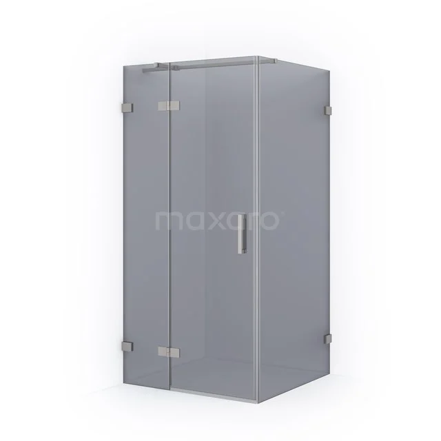 Diamond Shower enclosure | 90x80 cm Stainless steel Smoke glass Pivot door Rectangle CDB214508321BR Grey corner shower cabin with glass doors, robust metal hinges and minimalist design for modern bathrooms.