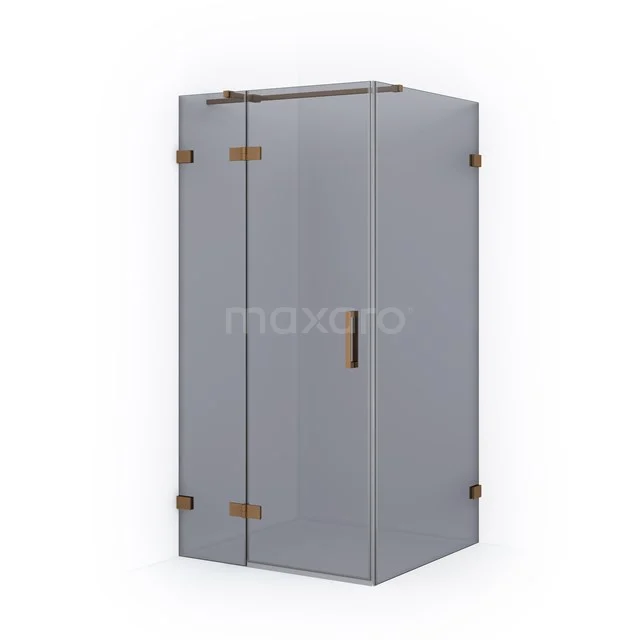 Diamond Shower cabin | 100x90 cm Copper Smoke glass Pivot door Rectangle CDB213610321KP Grey Shower enclosure with clear glass, brass hinges and Handle, ideal for a stylish bathroom.