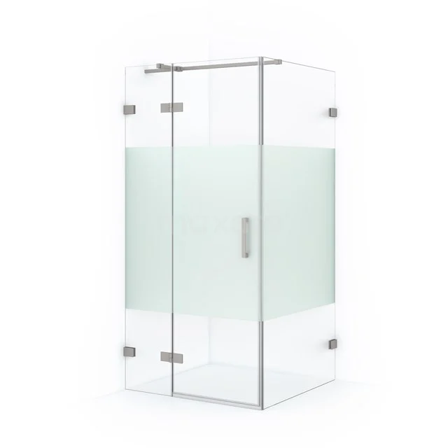Diamond Shower enclosure | 90x90 cm Stainless steel Clear with matt strip Pivot door Square CDB213609323BR