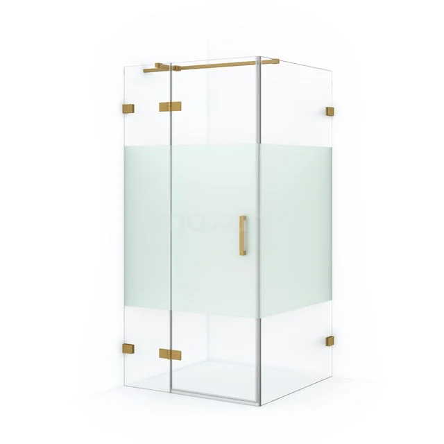 Diamond Douchecabine | 90x90 cm Goud Helder met matte strook Draaideur Vierkant CDB213609323GG