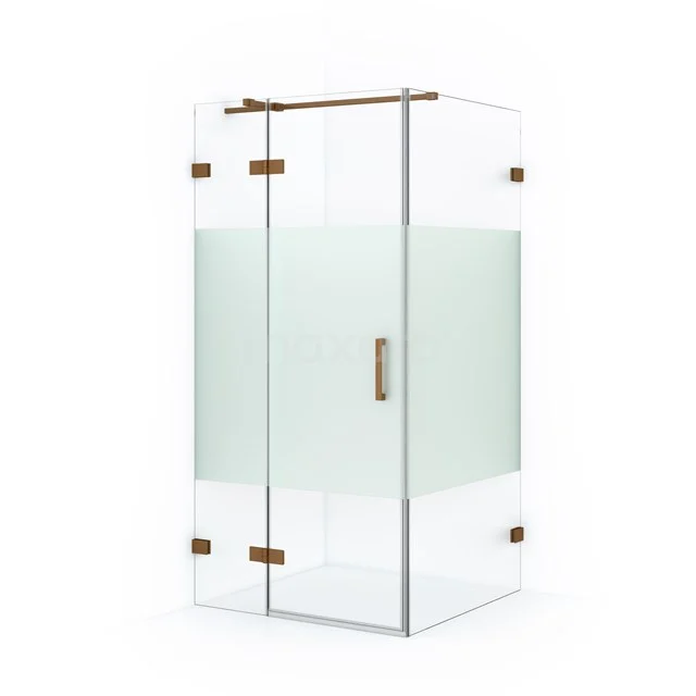 Diamond Shower enclosure | 90x90 cm Copper Clear with matt strip Pivot door Square CDB213609323KP