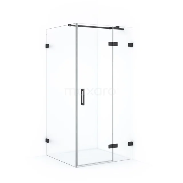 Diamond Shower cabin | 100x90 cm Black chrome Clear glass Pivot door Rectangle CDB224609320BC Glass shower enclosure with clear glass, corner model, black accents and modern sliding door, ideal for a stylish bathroom.