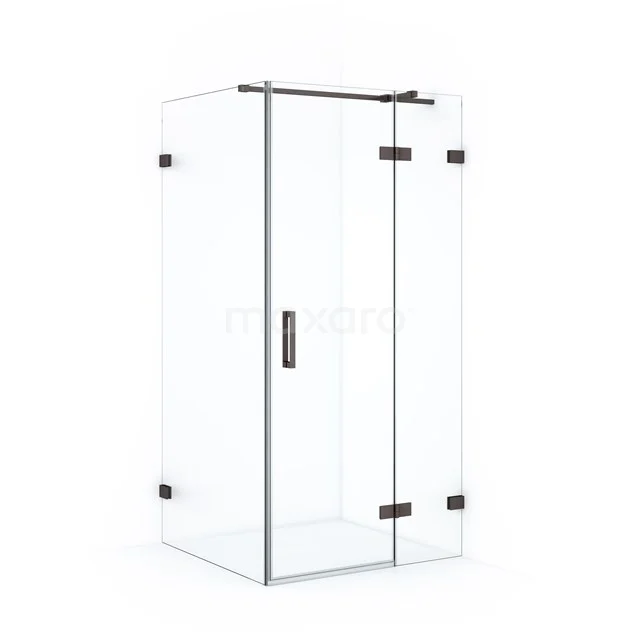 Diamond Duschkabine | 100x90 cm Schwarzes Metall Drehtür Rechteck CDB223610320ZM Glas Duschkabine mit Schwarz Metall Akzenten, Eckmodell, modernes Design für eine stilvolle Badezimmer Einrichtung.