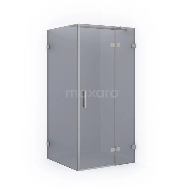 Diamond Shower cabin | 100x80 cm Stainless steel Smoke glass Pivot door Rectangle CDB224608321BR Grey glass shower enclosure with corner design, stainless steel accents and pivot door, ideal for modern bathrooms.