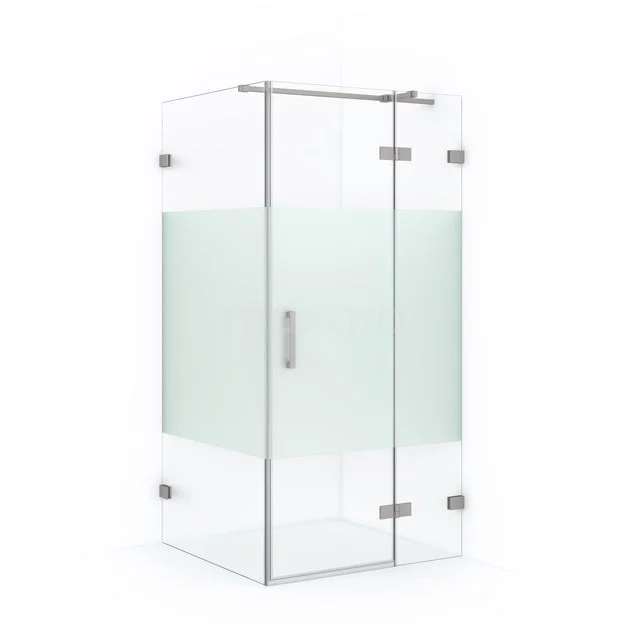 Diamond Shower enclosure | 90x90 cm Stainless steel Clear with matt strip Pivot door Square CDB223609323BR