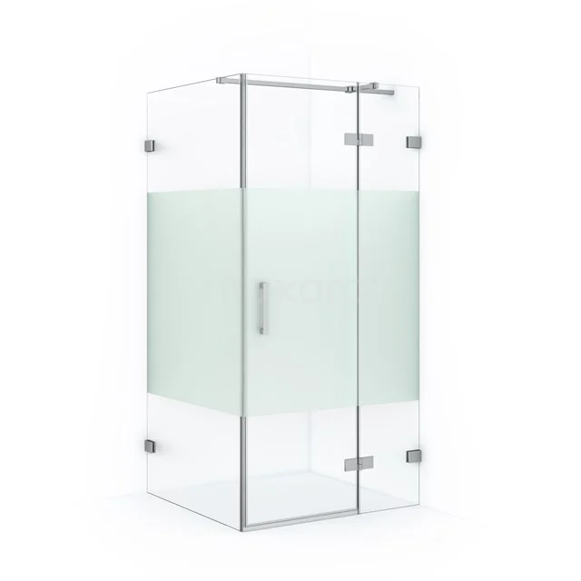 Diamond Shower enclosure | 90x90 cm Chrome Clear with matt strip Pivot door Square CDB223609323C