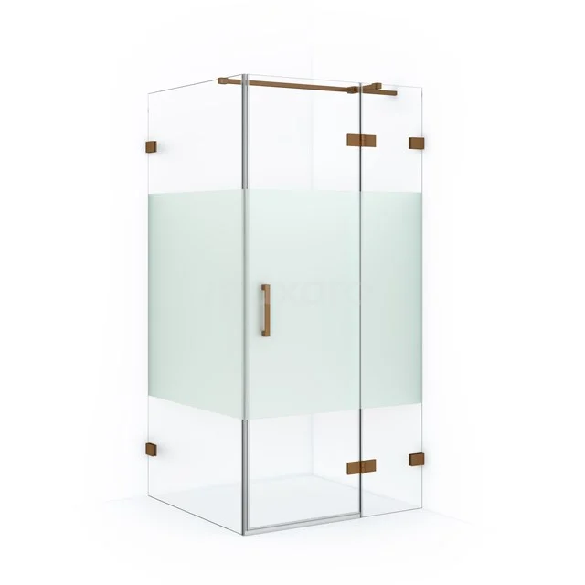 Diamond Shower enclosure | 90x90 cm Copper Clear with matt strip Pivot door Square CDB223609323KP