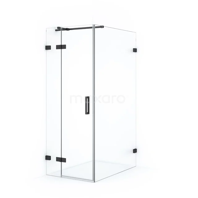 Duschkabine Diamond 120x80cm aus klarem Sicherheitsglas mit Schwarzchrom CDB213512320BC Klarer Glas Duschkabine mit schwarzen Scharnieren, modernes Design, ideal für ein stilvolles Badezimmer.