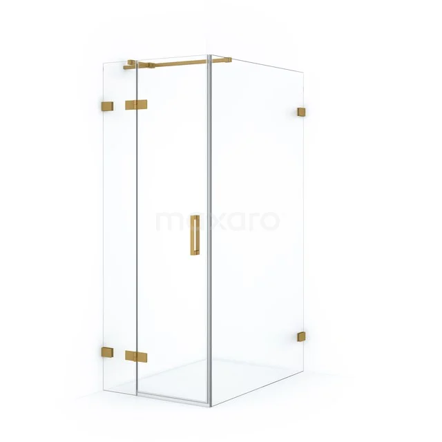 Glas Duschkabine mit goldfarbenen Details, elegantes Design, ideal als luxuriöse Ergänzung zu einem modernen Badezimmer.