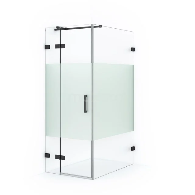 Diamond Shower enclosure | 120x80 cm Black chrome Clear with matt strip Pivot door Rectangle CDB213512323BC