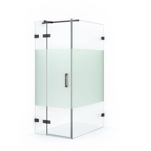 Diamond Shower cabin | 110x80 cm Black metal Clear with matt strip Pivot door Rectangle CDB213511323ZM Glass shower enclosure with matte white strip, corner model, modern design and chrome finish, ideal for stylish bathrooms.