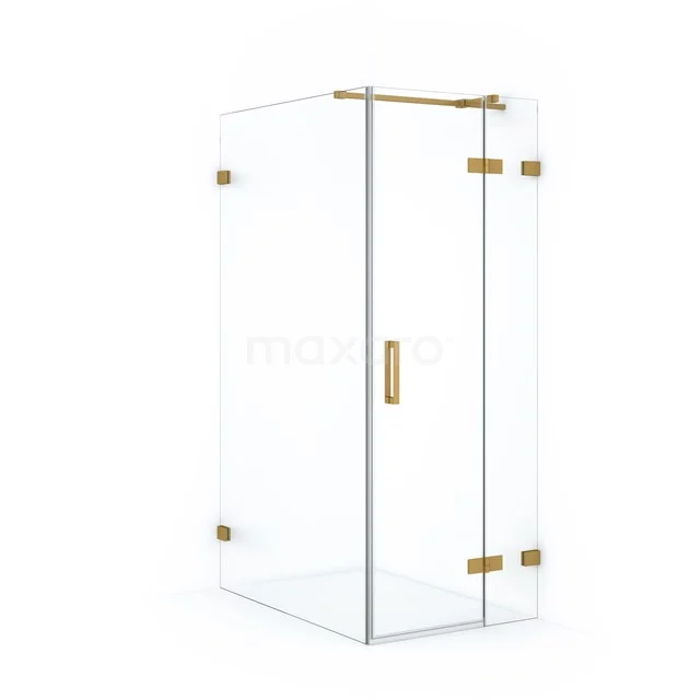 Diamond Shower cabin | 120x80 cm Gold Clear glass Pivot door Rectangle CDB223512320GG Shower enclosure with gold hinges, corner model. Stylish bathroom design with premium finish.