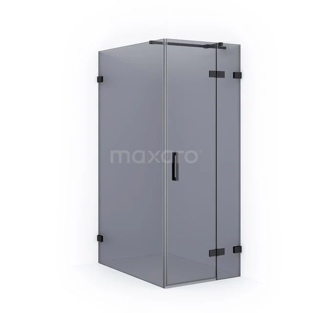 Diamond Duschkabine | 110x80 cm Schwarzchrom Drehtür Rechteck CDB223511321BC Graue Duschkabine mit matten Gläsernen Wänden, schwarzen Scharnieren und einem eleganten Design, ideal für moderne Bäder.
