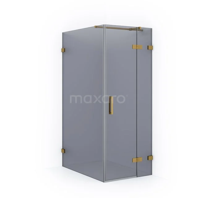 Diamond Duschkabine | 110x80 cm Gold Drehtür Rechteck CDB223511321GG Graue Glas-Duschkabine mit goldfarbenen Scharnieren, modernes Design, ideal als stilvolle Badezimmerlösung.