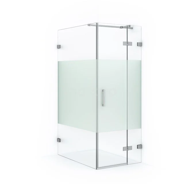 Diamond Shower cabin | 120x80 cm Chrome Clear with matt strip Pivot door Rectangle CDB223512323C Corner shower cabin made of clear glass with frosted glass strip, aluminium profiles, minimalist design for modern bathrooms.