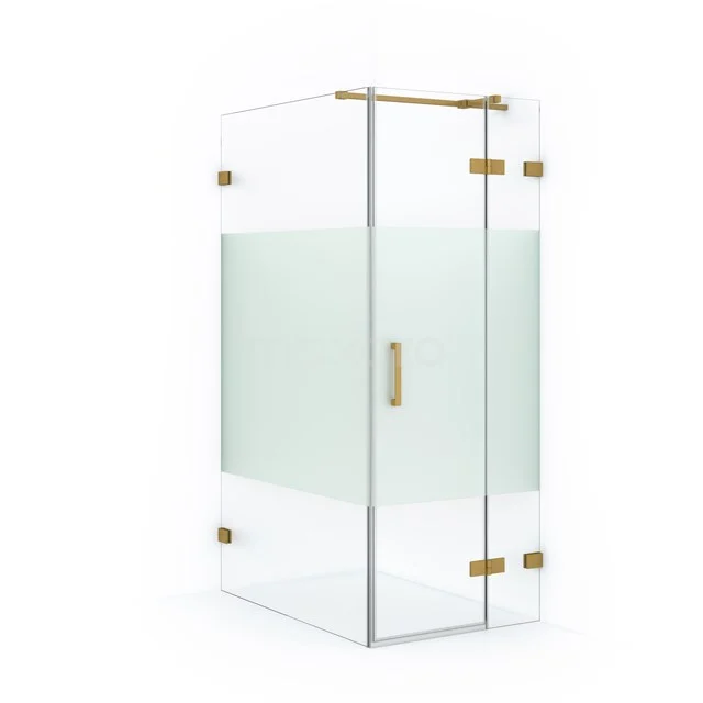 Glas Duschkabine mit mattem Glaspaneel, goldenen Scharnieren und Haltegriff, perfekte Stilupgrade für jedes Badezimmer.