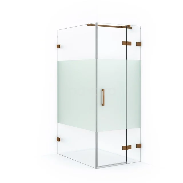 Diamond Duschkabine | 110x80 cm Kupfer Drehtür Rechteck CDB223511323KP Glasene Eck-Duschkabine mit Mattglas, metallischen Scharnieren und verchromtem Griff, ideal für einen modernen Badezimmerstil.