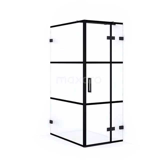 Diamond Shower enclosure | 120x80 cm Matte black Clear with 4 black stripes Pivot door Rectangle CDB223512328MB