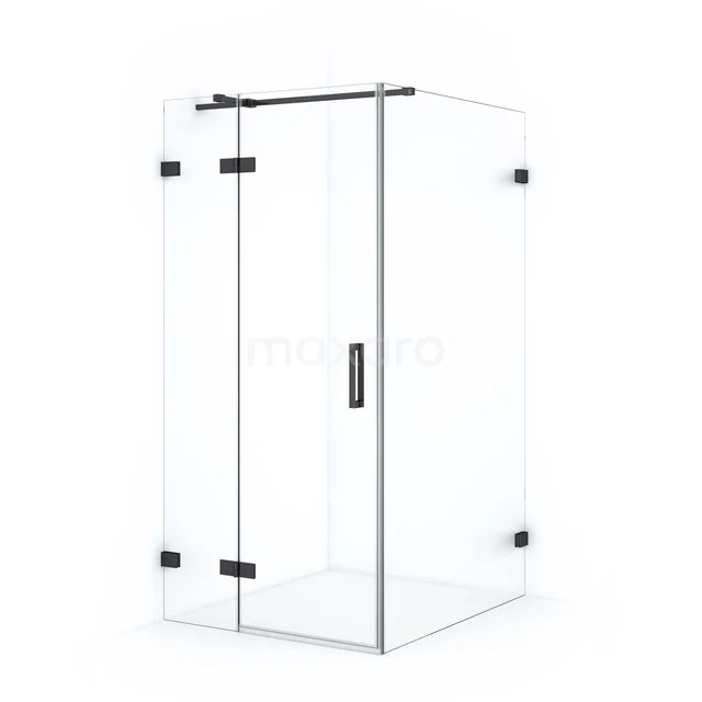 Diamond Shower cabin | 120x90 cm Black chrome Clear glass Pivot door Rectangle CDB216609320BC Glass corner shower cabin with black fittings, modern design and sleek frameless look, ideal for stylish bathrooms.